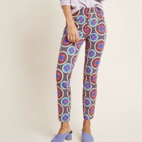 NWT Anthropologie Psychedelic Slim Trousers - Picture 1 of 6